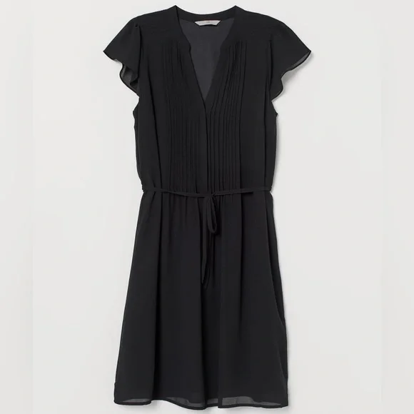 black chiffon dress h&m H&M Studio Collection SS 2025 patterned chiffon dress Black/jewelry Sz L &  XL NW